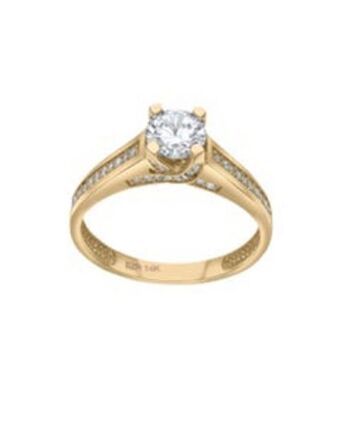 Joyerías Bizzarro Solitario de oro amarillo 14k con zirconias oferta