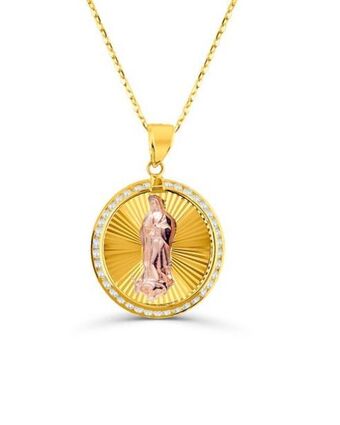 Joyerías Bizzarro Medalla de la virgen oro rosa 14k zirconias fmb-362-dch oferta