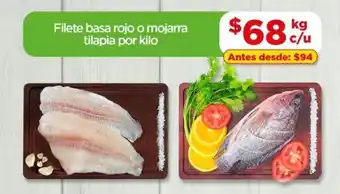 Bodega Aurrerá Filete Basa Rojo o Moharra Tilapia por kilo oferta