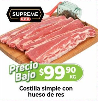 HEB Costilla Simple con Hueso de Res oferta