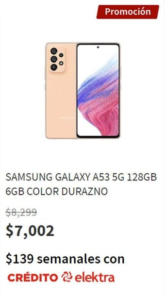 Elektra Samsung Galaxy A53 5G 128GB 6GB RAM Durazno oferta
