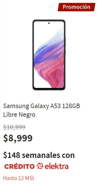Elektra Samsung Galaxy A53 128GB Libre Negro oferta