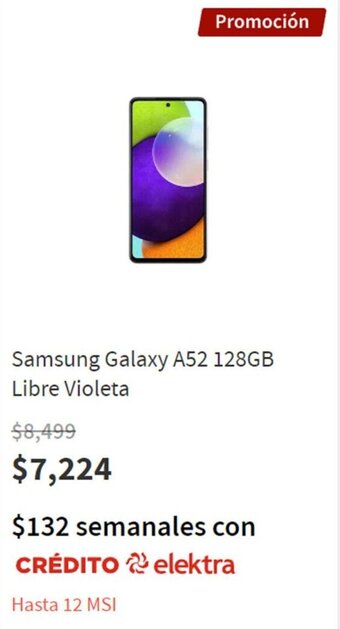 Elektra Samsung Galaxy A52 128GB Libre Violeta oferta