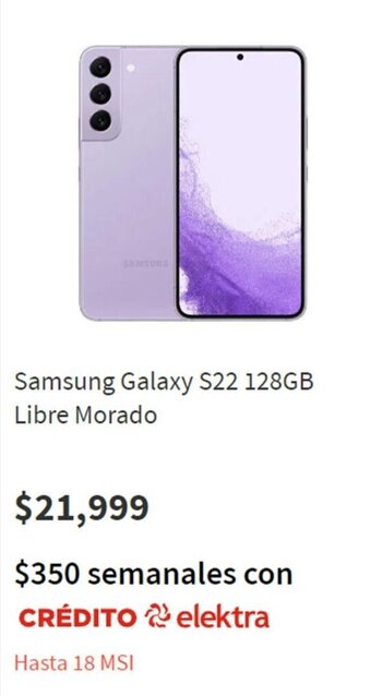 Elektra Samsung Galaxy S22 128GB Libre Morado oferta