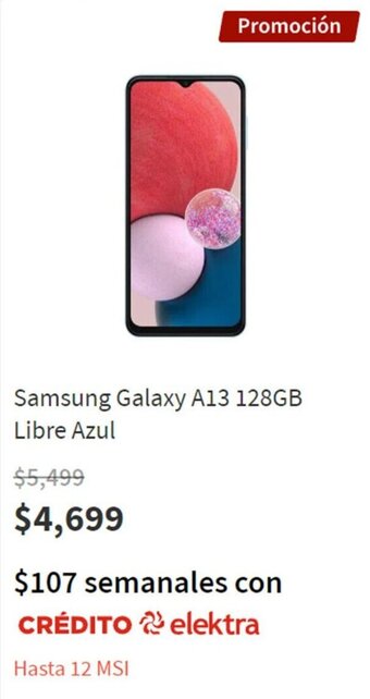 Elektra Samsung Galaxy A13 128GB Libre Azul oferta