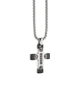 Joyerías Bizzarro Dije de cruz con cadena en acero negro para caballero oferta