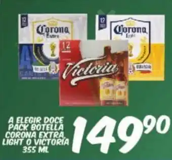 Alsuper A Elegit Doce Pack Botella Corona Extra, Light O Victoria 355 Ml oferta