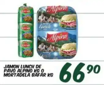 Alsuper Jamon Lunch De Pavo Alpino Kg O Mortadeka Bafar Kg oferta