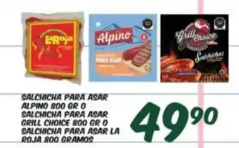 Alsuper Salchicha Para Asar Alpino 800 Gr O Salchicha Para Asar Grill Choice 800 Gr O Salchicha Para Asar La Roja 800 Gramos oferta