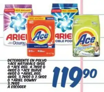 Alsuper Detergente En Polvo Ace Naturals, Ace Reg., Ace Suave, Ariel Reg., Ariel Downy oferta