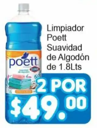 Limpiador Poett Suavidad de Algodón de 2 x 1.8lts
