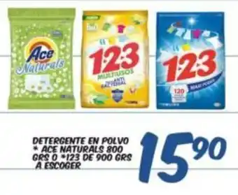 Detergente En Polvo Ace Naturals , 123 De 900 Grs A Escoger