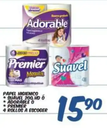 Alsuper Papel Higienico Suavel , Adorable , Premier 4 Rollos A Escoger oferta