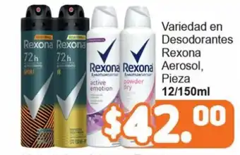 Variedad en Desodorantes Rexona Aerosol, Pieza 12/150ml