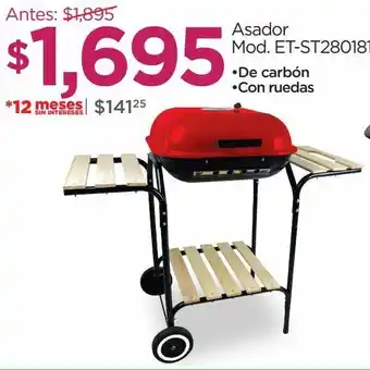 Chedraui Asador home line 18 " con ruedas et-st280181 oferta