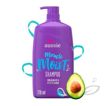 Shampoo aussie miracle moist con aguacate y aceite de jojoba 778 ml