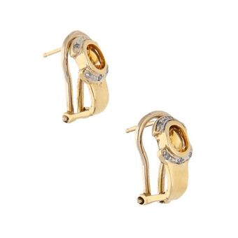 Nacional Monte de Piedad Aretes diseño especial con sintéticos en oro amarillo 14 kilates. oferta