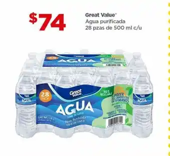 Bodega Aurrerá Agua purificada great value 28 pzas 500ml oferta