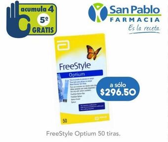 Farmacia San Pablo Freestyle tiras optium c/50pzs oferta