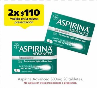 Farmacia San Pablo Aspirina advanced 500 mg caj c/20 oferta