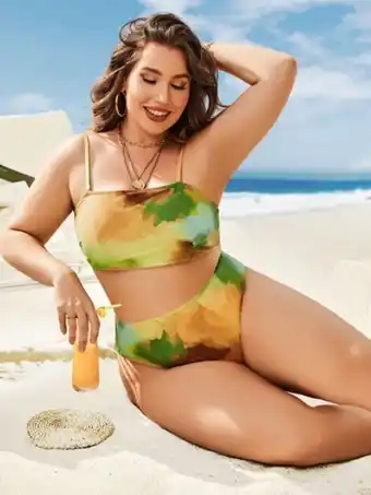 SHEIN Bañador bikini de tie dye de talle alto oferta