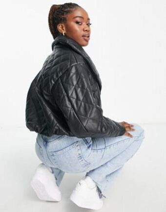 ASOS Asos design quilted faux leather jacket in black oferta
