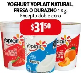 Yoghurt Yoplait Natural, Fresa o Durazno 1kg