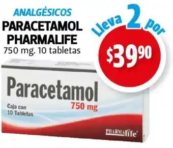 Farmacias Guadalajara Paracetamol Pharmalife 750mg 10 Tabletas oferta