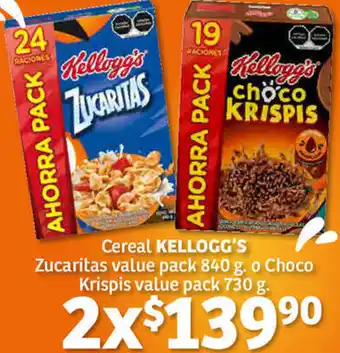Soriana Híper Cereal Kellogg's 840g o Choco Krispis Value 730g oferta