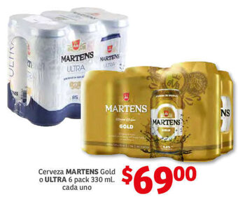 Soriana Híper Cerveza Martens Gold o Ultra 6 Pack 330ml oferta