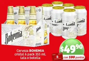 Soriana Híper Cerveza Bohemia Cristal 6 pack 355ml oferta