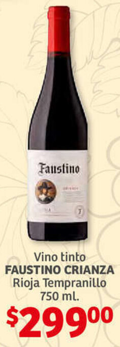 Soriana Híper Vino Tinto Faustino Crianza Rioja Tempranillo 750ml oferta