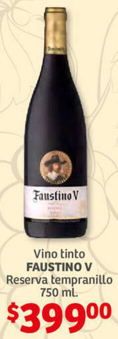 Soriana Híper Vino Tinto Faustino V Reserva Tempranillo 750ml oferta