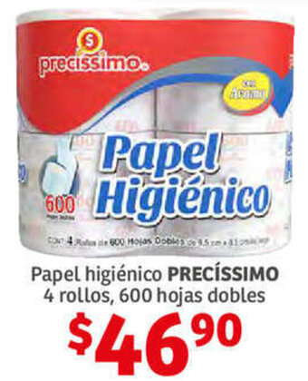 Soriana Híper Papel Higiénico Precíssimo 4 Roolos 600 Hojas Dobles oferta