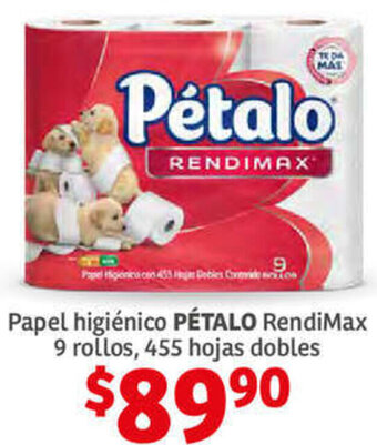 Soriana Híper Papel Higiénico Pétalo RendiMax 9 Rollos, 455 Hojas Dobles oferta