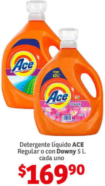 Soriana Híper Detergente Líquido Ace Regular o con Downy 5L oferta