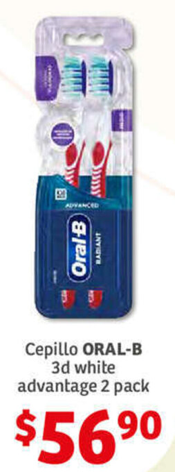 Soriana Híper Cepillo Oral-B 3d White Advantage 2 Pack oferta