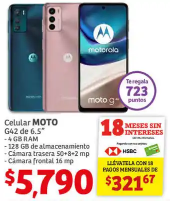 Soriana Híper Celular Moto G42 de 6,5" oferta