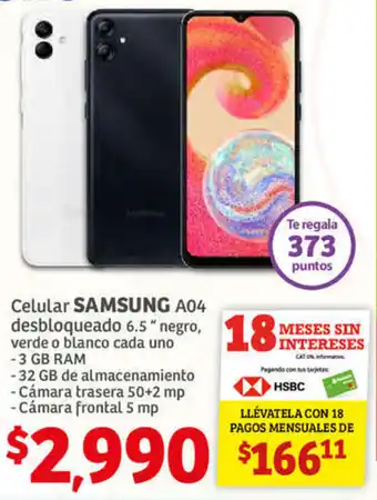 Soriana Híper Celular Samsung A04 oferta