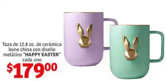 Soriana Híper Taza de 12,8 oz de Cerámica Bone China con Diseño Metálico Happy Easter oferta