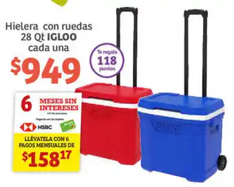 Soriana Híper Hielera con Ruedas 28 Qt Igloo oferta