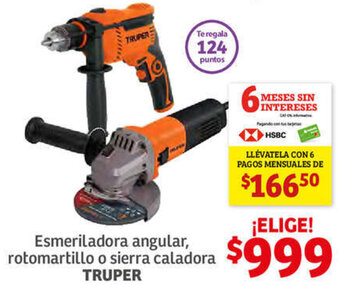 Soriana Híper Esmeriladora Angular, Rotomartillo o Sierra Caladora Truper oferta