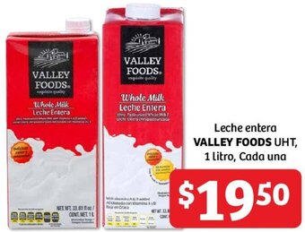 Soriana Híper Leche Entera Valley Foods UHT 1L oferta
