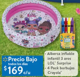 Walmart Alberca Inflable Infantil 3 Aros LOL Surprise 4 Pack Burbujas Crayola oferta