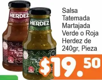 Merza Salsa Tatemada Martajada Verde o Roja Herdez 240g oferta
