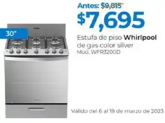 Chedraui Whirlpool Estufa de Piso de Gas Color Silver 30" oferta