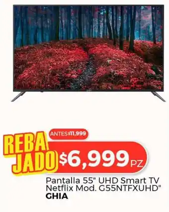 HEB GHIA Pantalla 55" UHD Smart TV Netflix mod G55NTFXUHD oferta