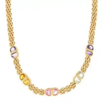 Nacional Monte de Piedad Gargantilla eslabón articulado con sintéticos en oro amarillo 14 kilates. oferta