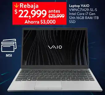 Laptop Vaio VWNC71429-SL-S Intel Core i7 Gen 12th 16GB RAM 1TB SSD