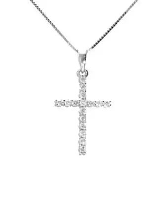 Joyerías Bizzarro Dije de cruz con cadena oro blanco y diamante suraj-28-d oferta